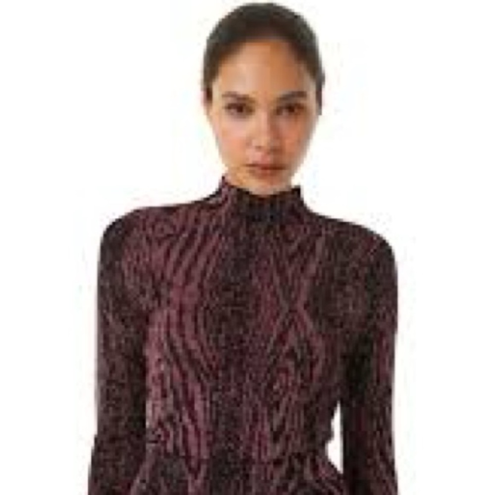 Misa Los Angeles Clara Plumb Metallic Slim Fit Top Nwt Size Xs